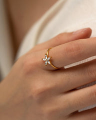 Flower Zirconia Resizable Ring