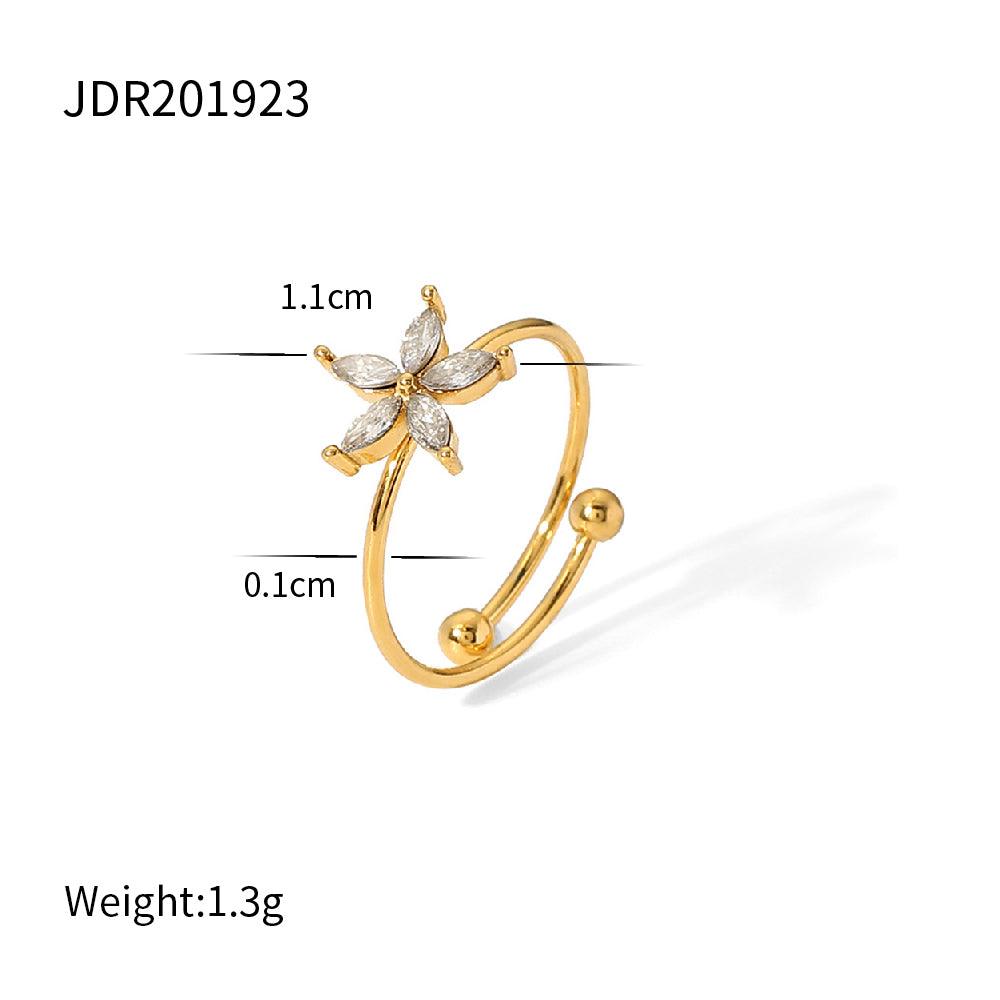 Flower Zirconia Resizable Ring