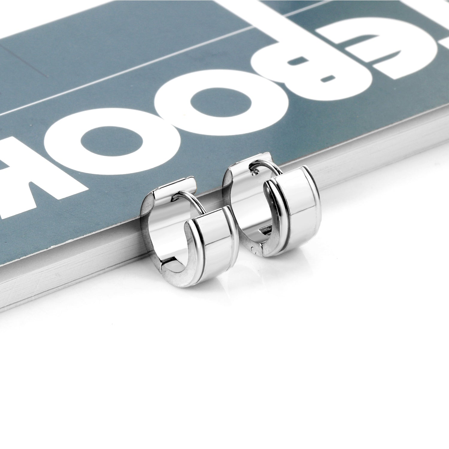 Bold Edge Hoop - Silver Tone