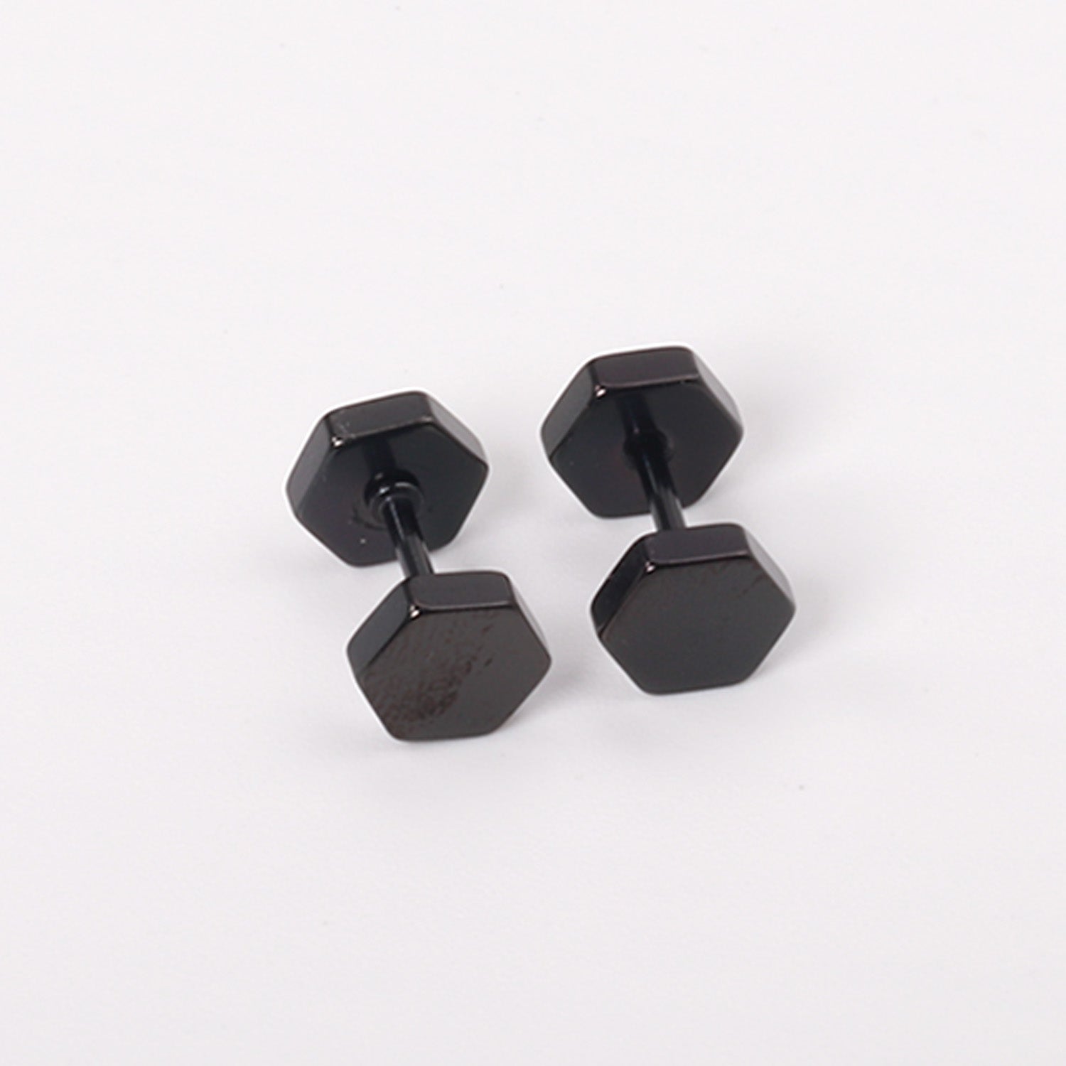 Hexagon Stud Earring - Black
