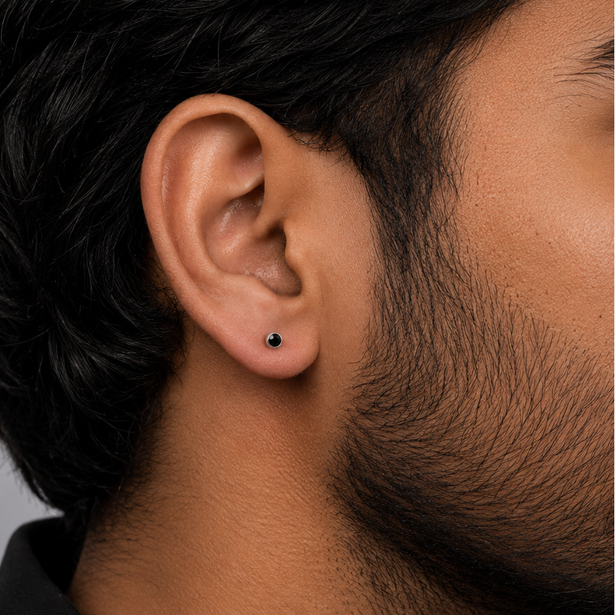 Midnight Bolt Stud Earring - 3 MM - S