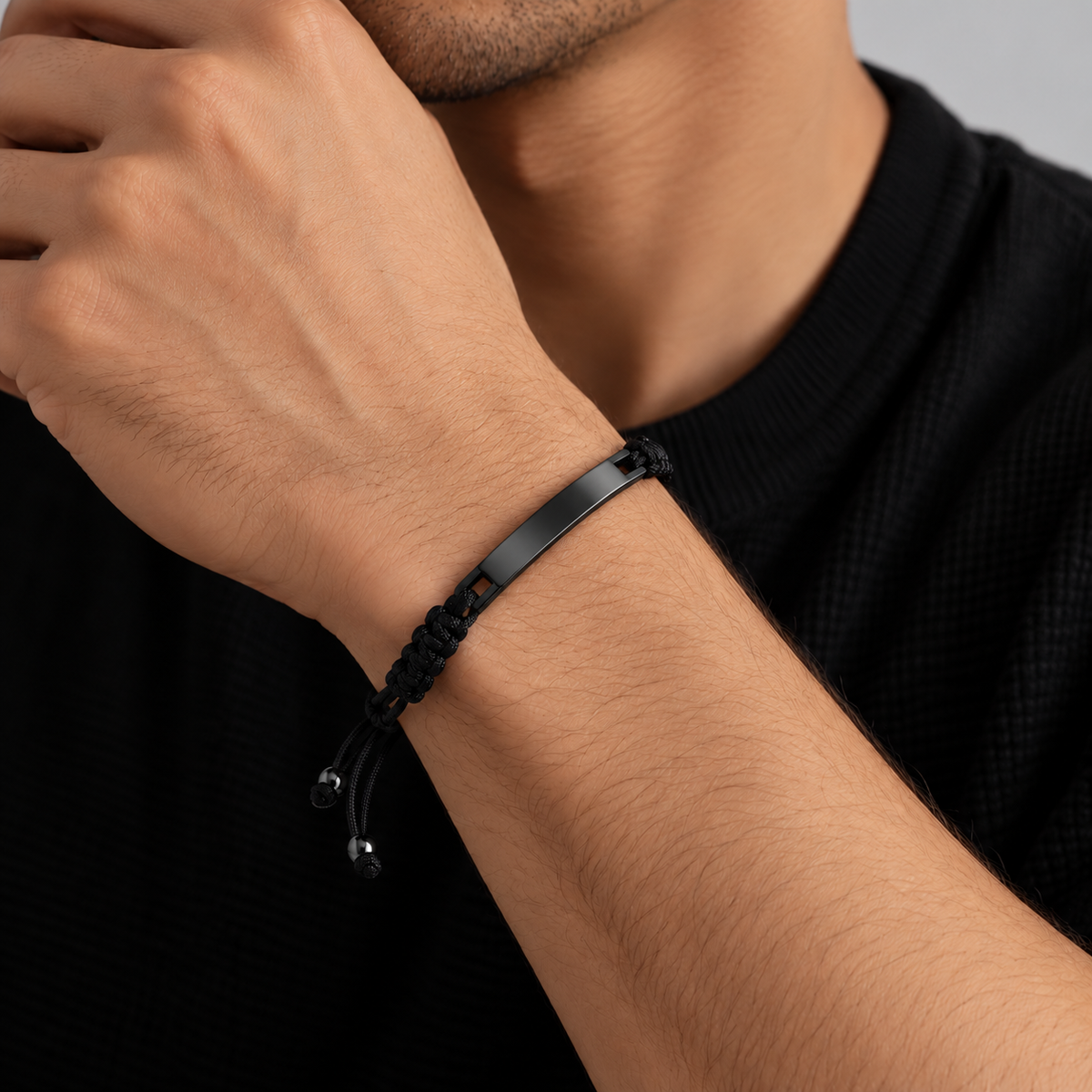 Engravable String Bracelet - Black