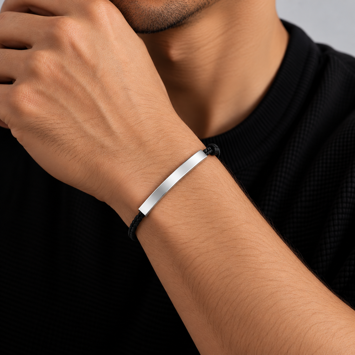 Engravable Rope Bracelet - Black - S