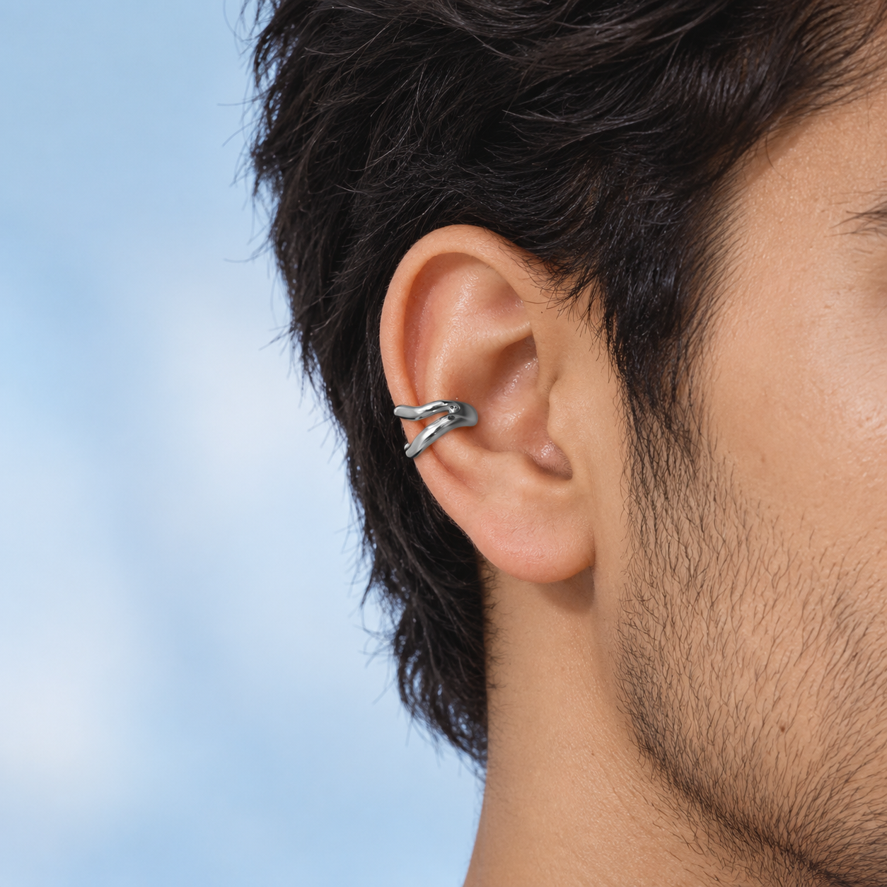 Sculpt Wrap Ear Cuff Earring - Silver