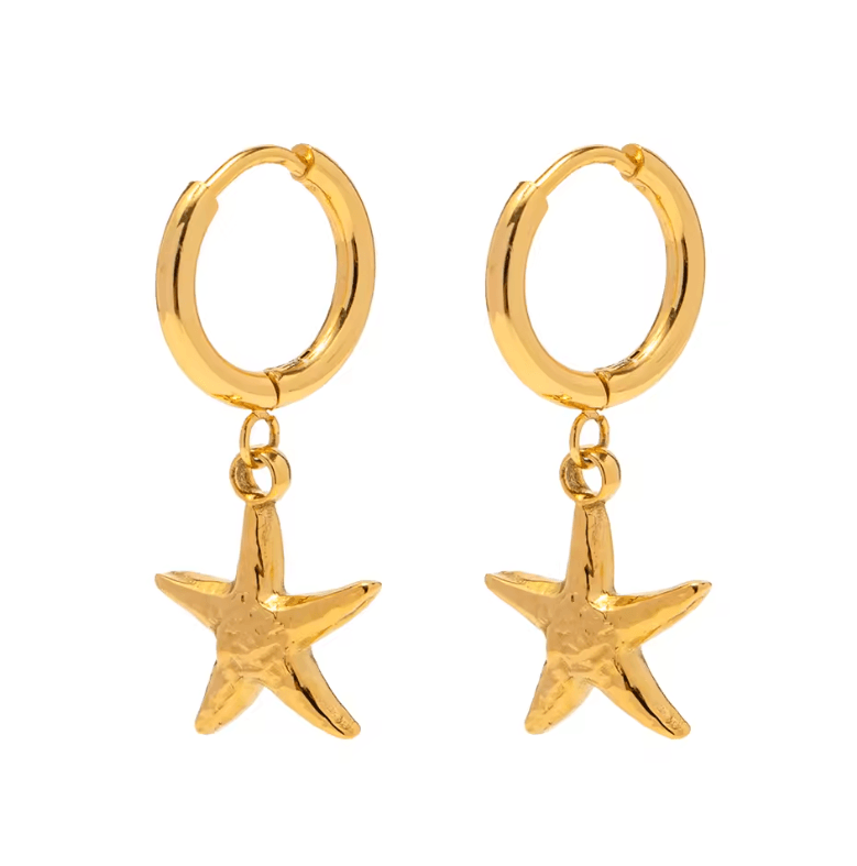 Sea Star Hanging Hoop Earring