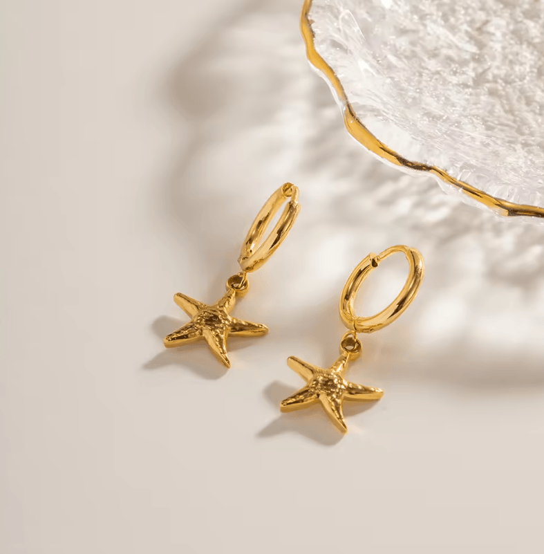 Sea Star Hanging Hoop Earring