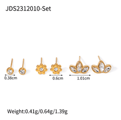 3 Earring Set - Semi Flower Zirconia