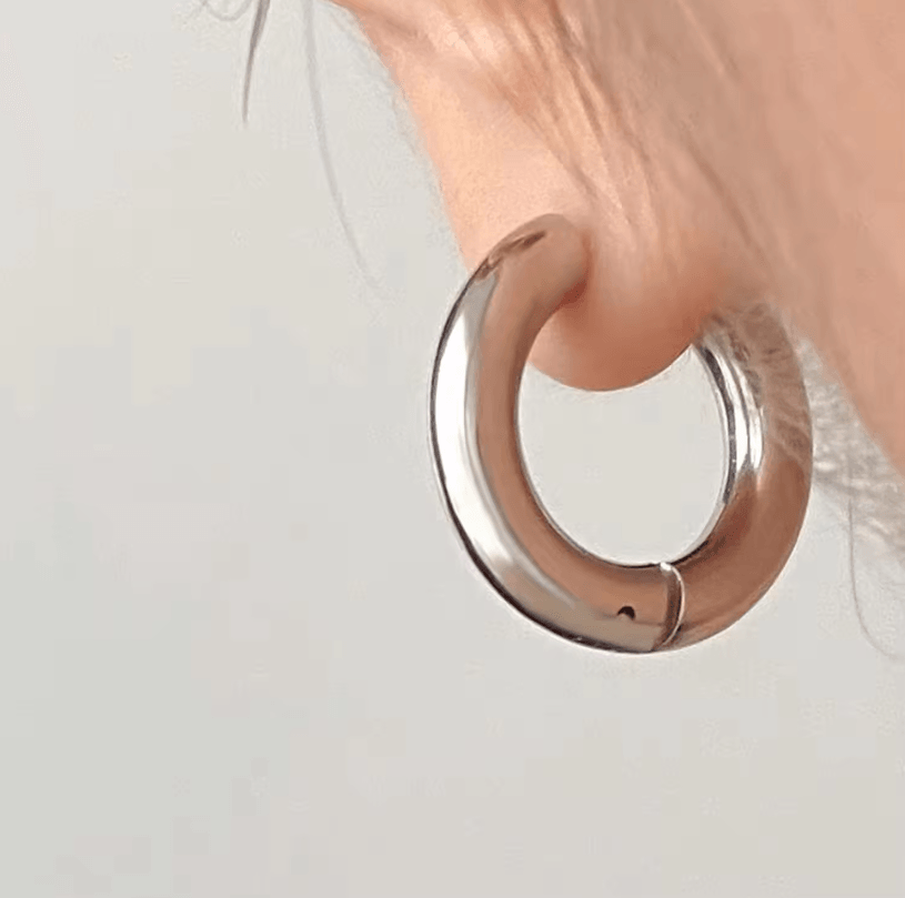 Small Dainty Hoop Earring - 4mm Thick