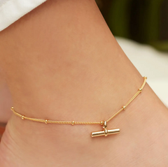 T Bar Bead Anklet - Single piece