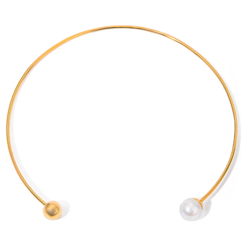 Orb Pearl Cuff Necklace