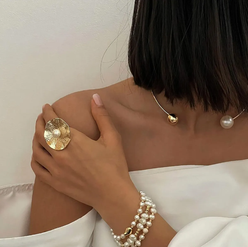 Orb Pearl Cuff Necklace