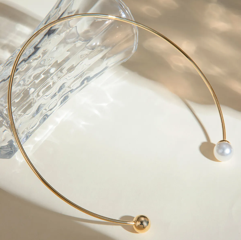 Orb Pearl Cuff Necklace