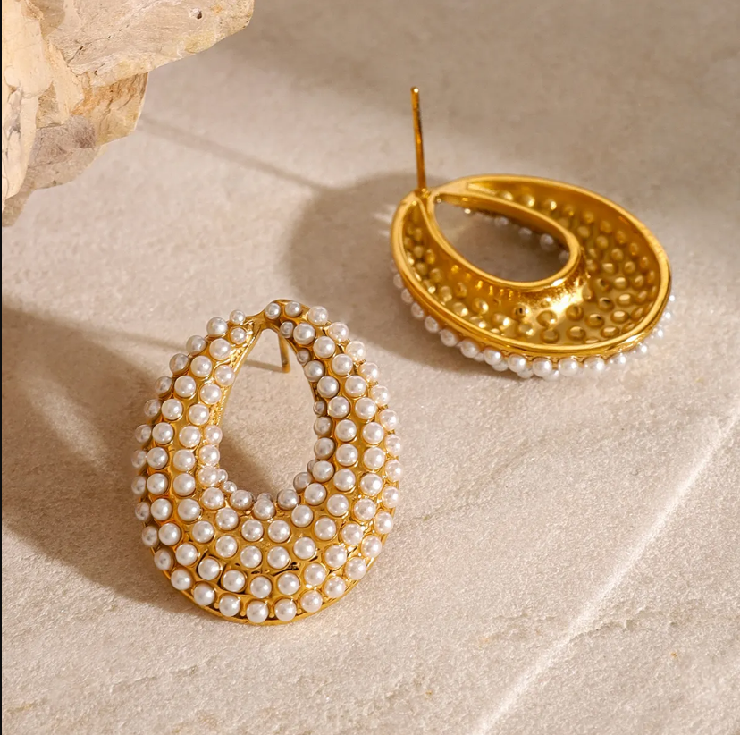 Bold Pearl Hoop Earring