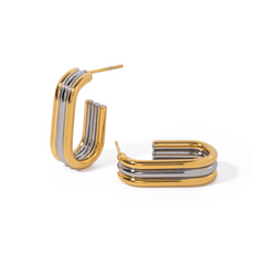 Dual Tone Layered Hoop Earring