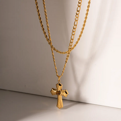 Cross Stone Layered Necklace