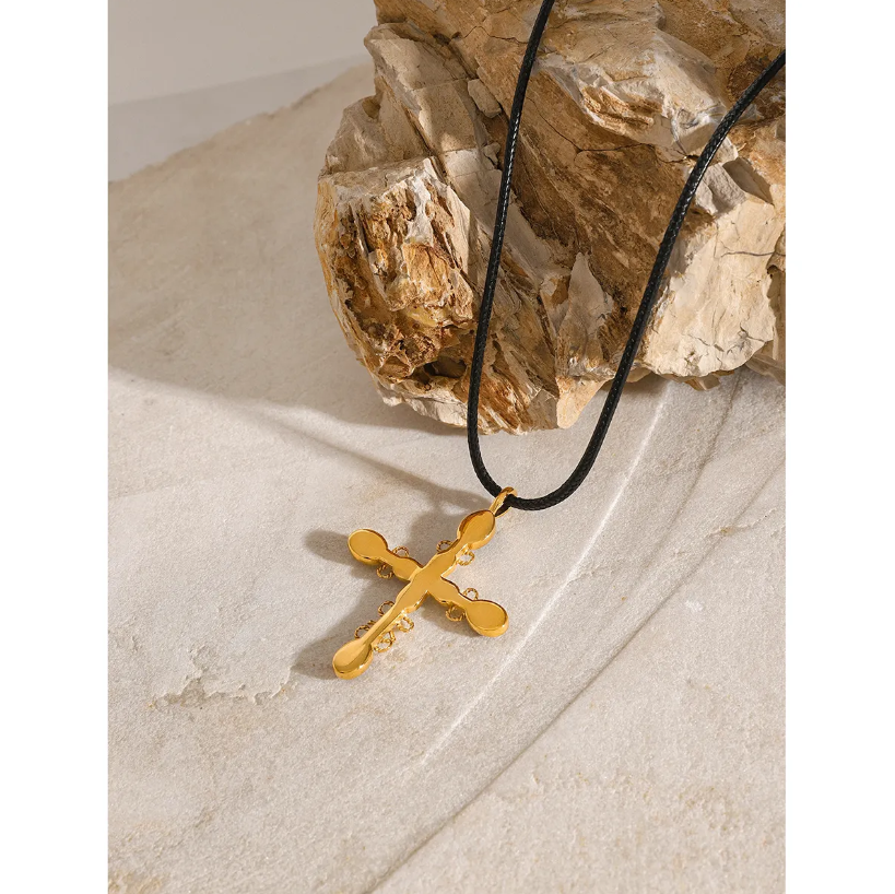 Cross Multicolor Cord Necklace