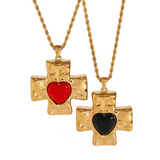 Cross Red Heart Necklace