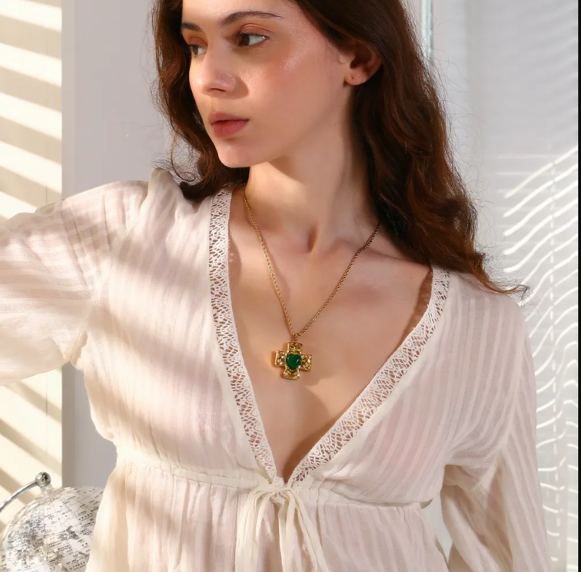 Cross Red Heart Necklace