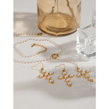 Cross Pearl Necklace & Earring