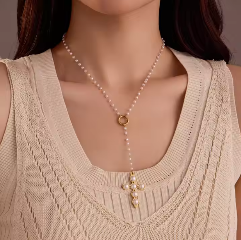 Cross Pearl Necklace