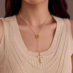 Cross Pearl Necklace & Earring