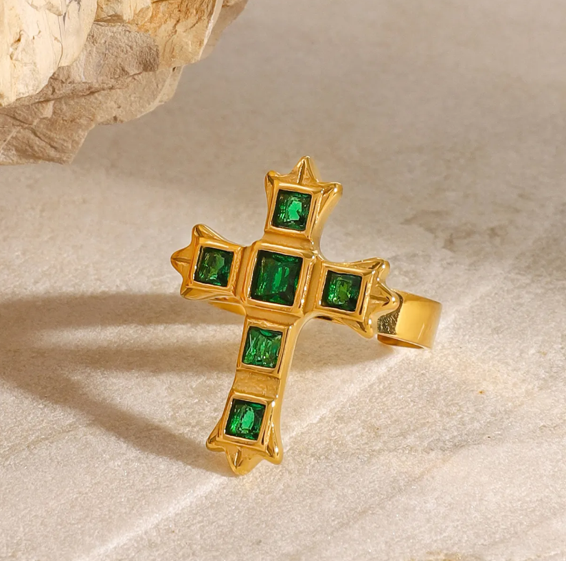 Dimple Ring Cross Statement Resizable Ring – Dimplery