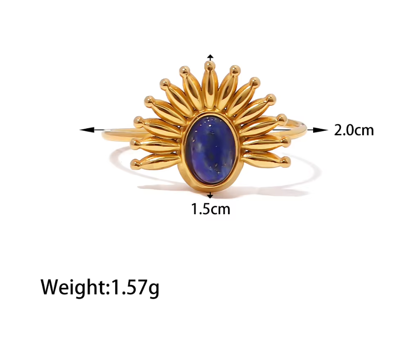 Lapis Stone Sun Resizable Ring