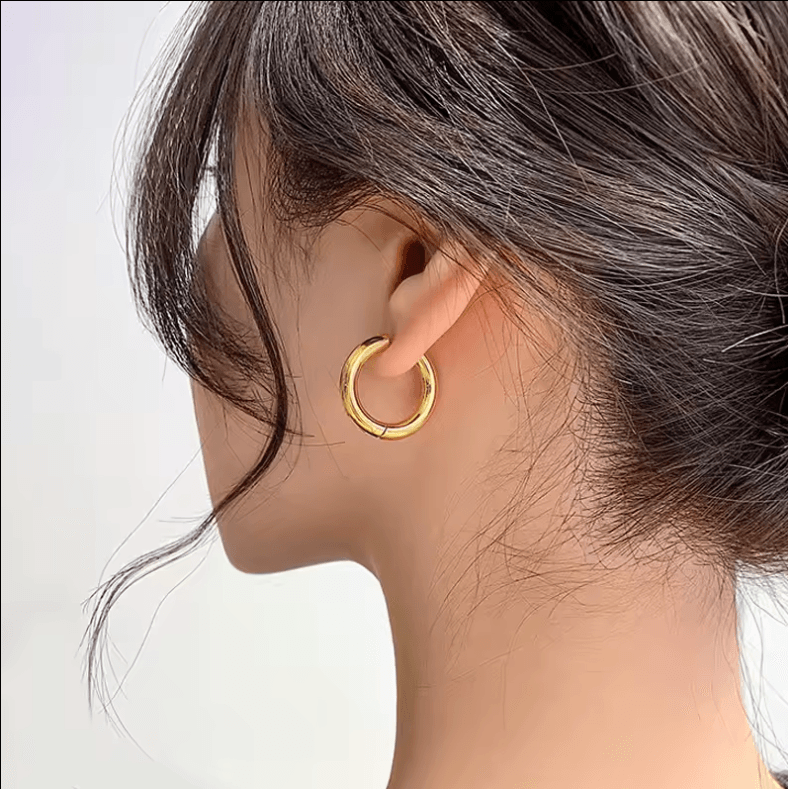 Small Dainty Hoop Earring - 4mm Thick