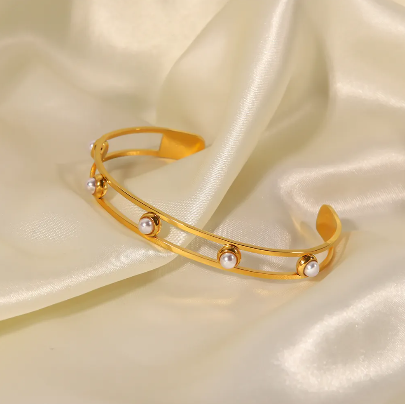 Elegant Pearl Kada Bracelet