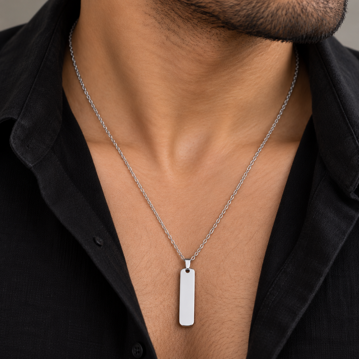 Engravable Bar Chain - Silver