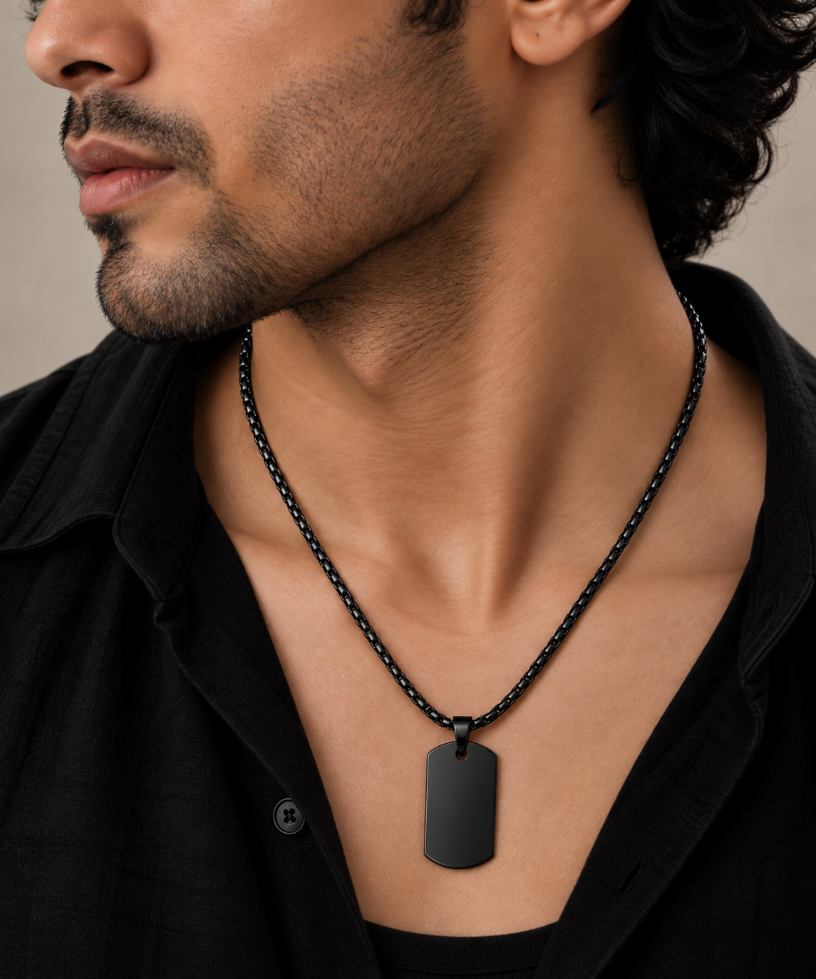 Engravable Tag Chain - Black
