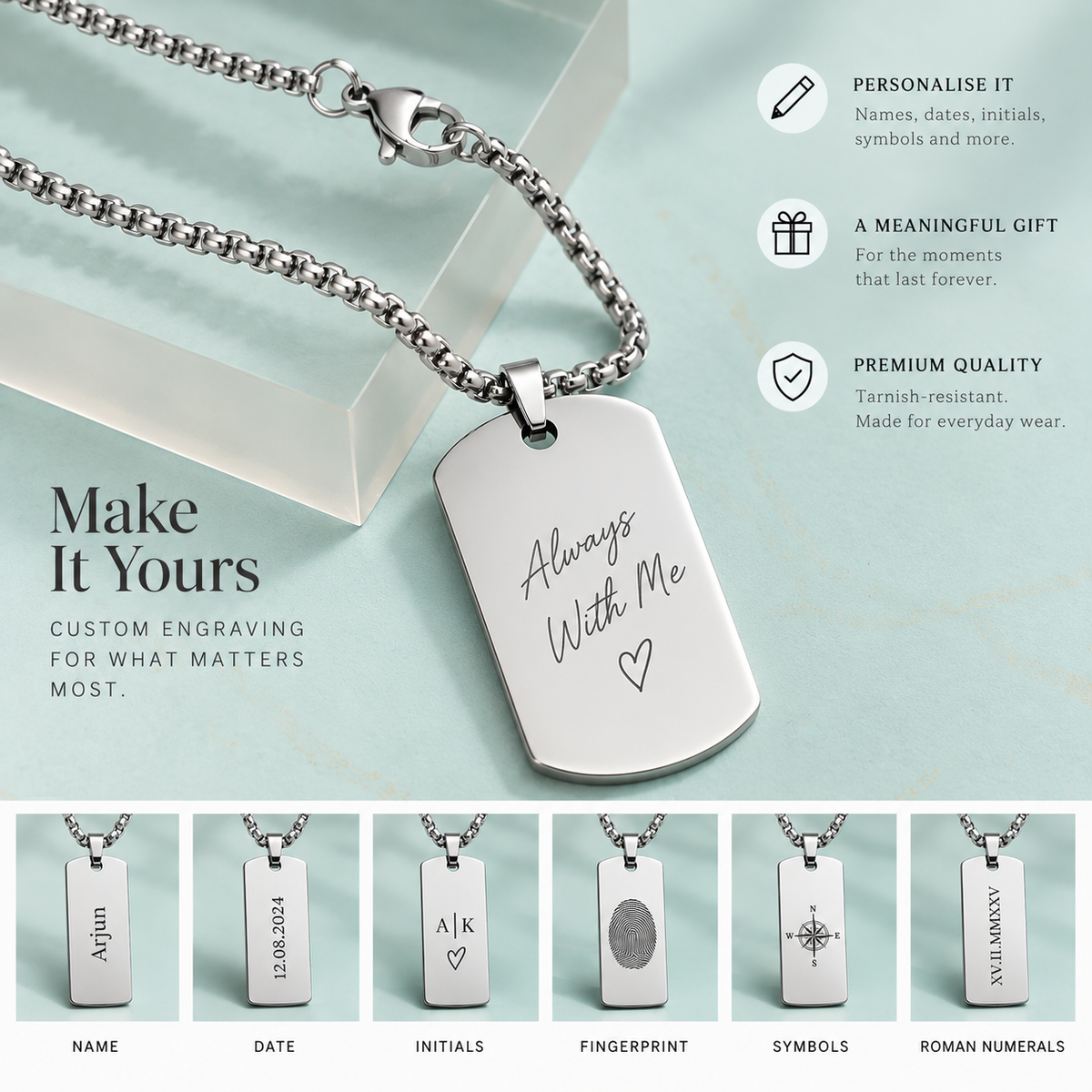 Engravable Tag Chain - Silver