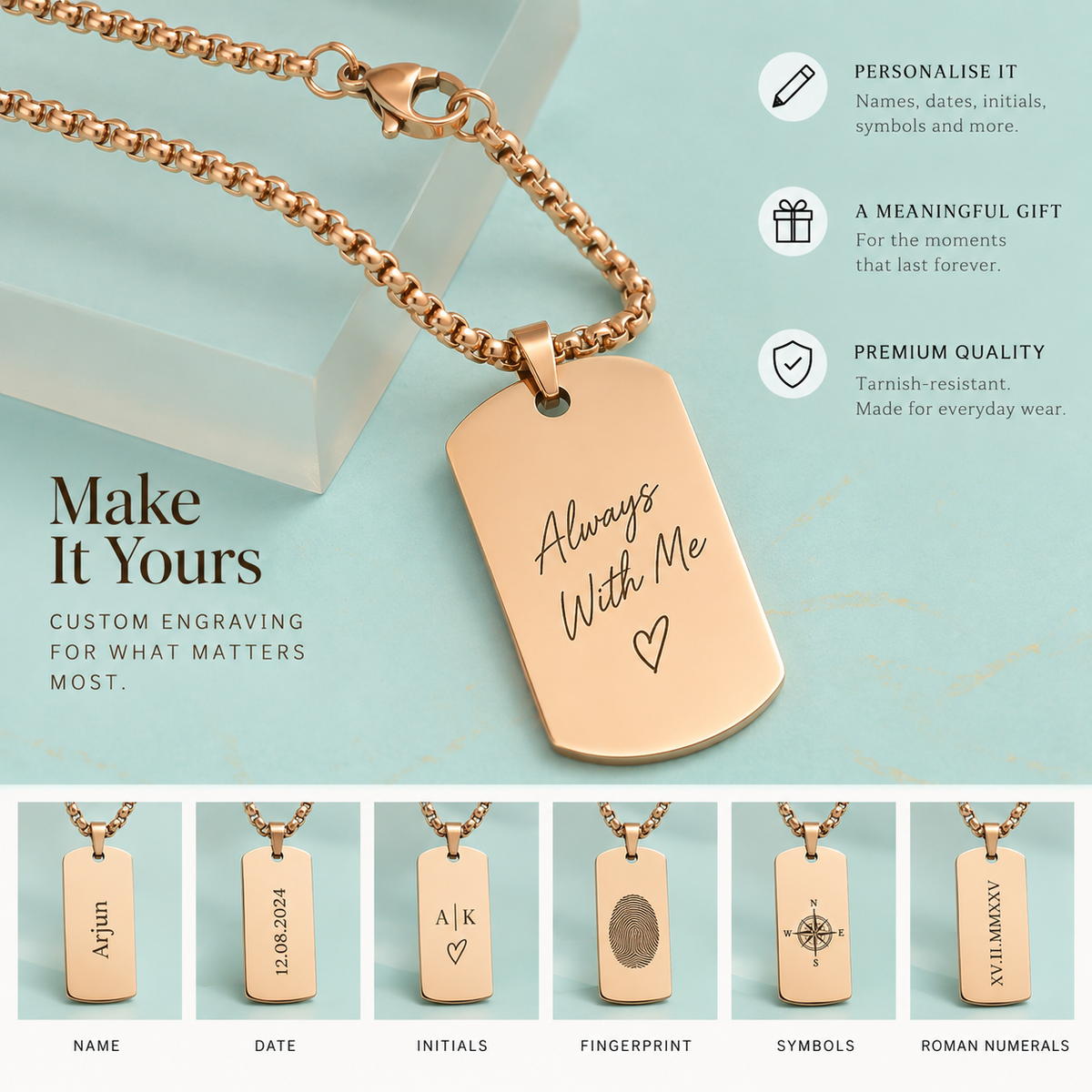 Engravable Tag Chain - Gold