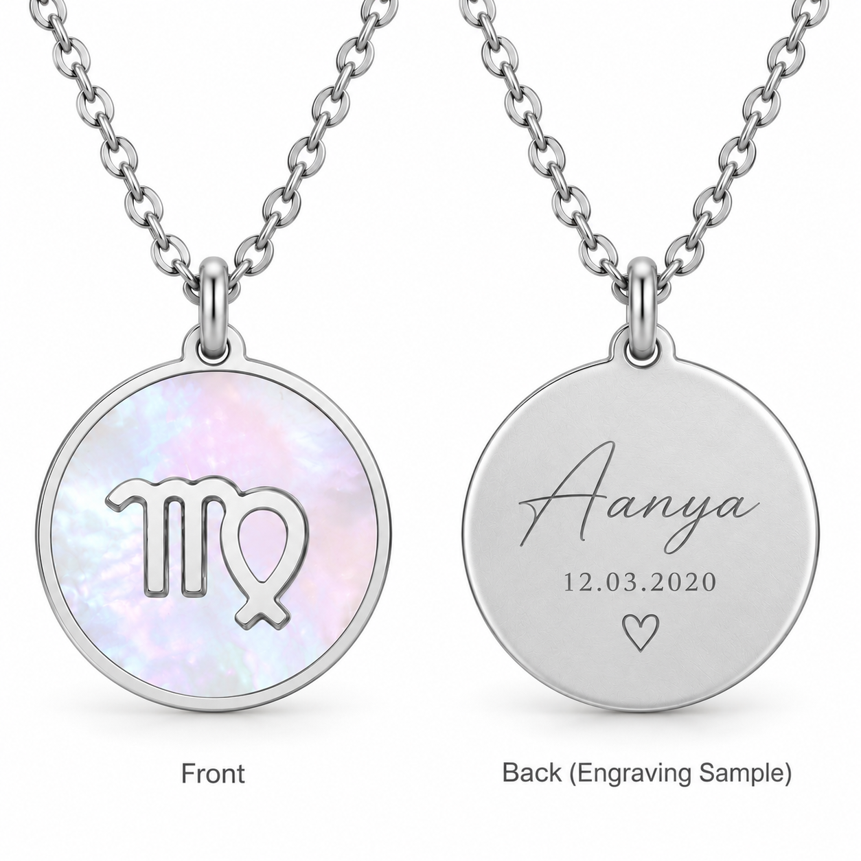 Engravable Zodiac Necklace - Silver