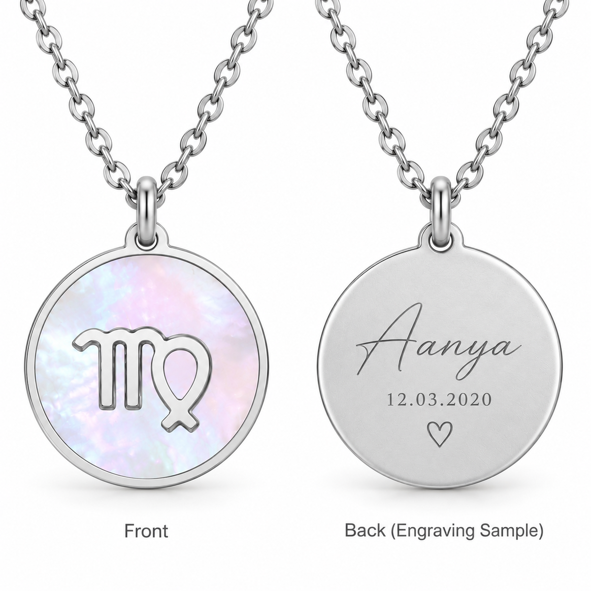 Engravable Zodiac Necklace - Silver