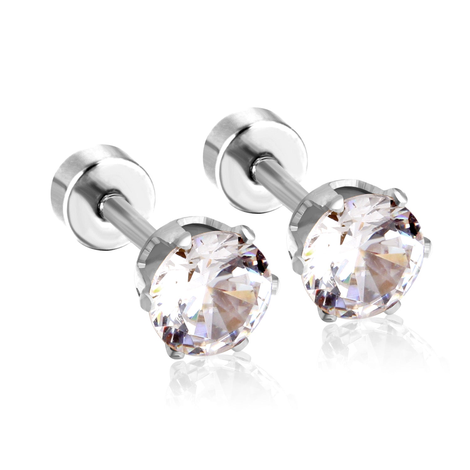Diamond Stud Earring - 5 MM - Silver