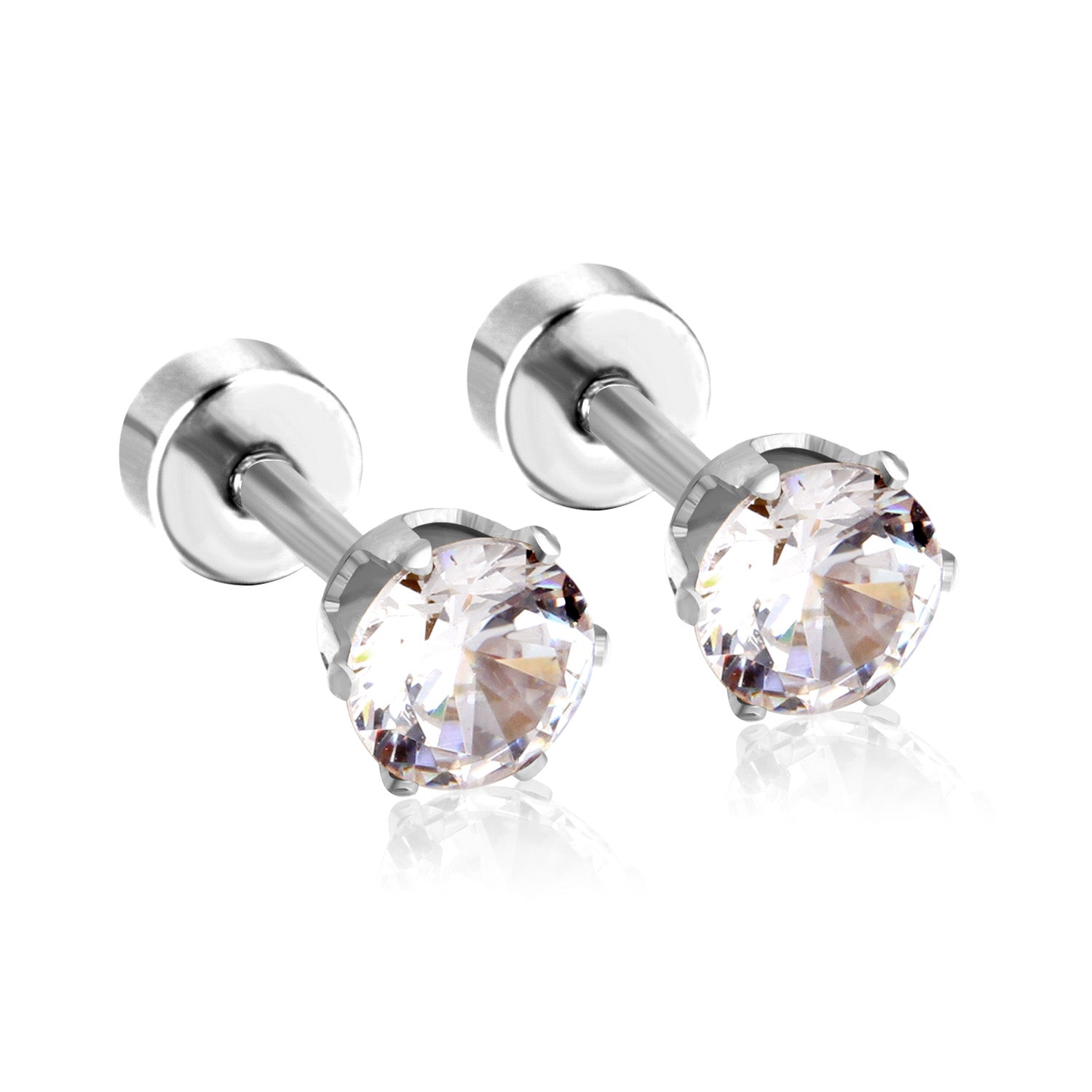 Diamond Stud Earring - 4 MM - Silver