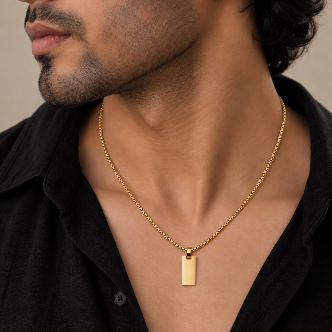 Engravable Apex Box Chain - Gold