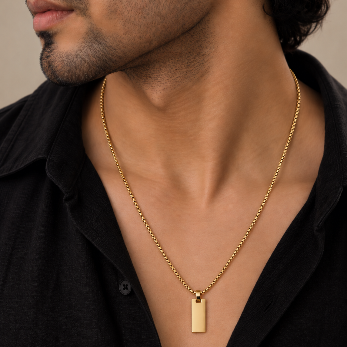 Engravable Apex Box Chain - Gold