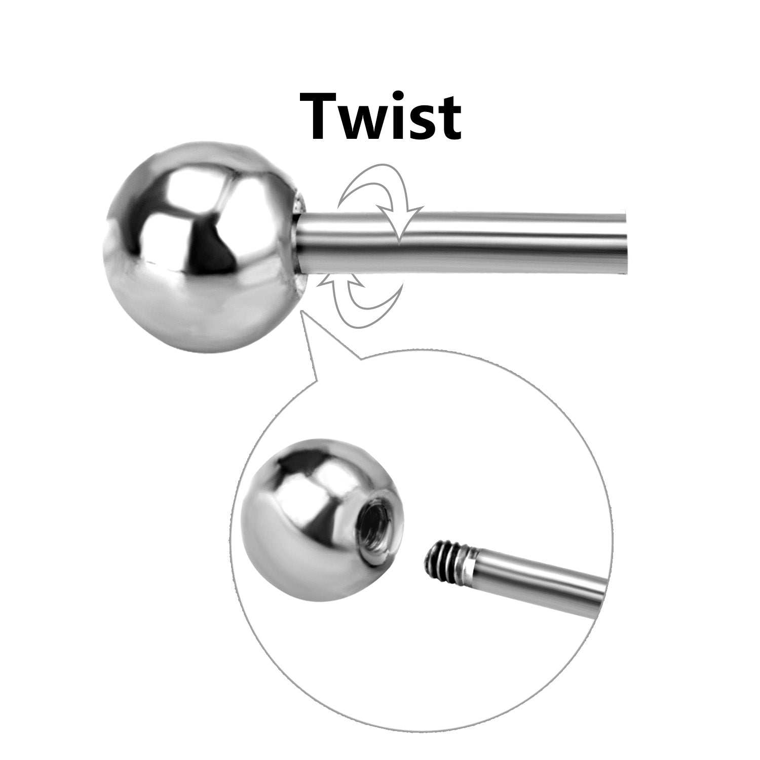 Orb Pin Earring - 5 MM - S