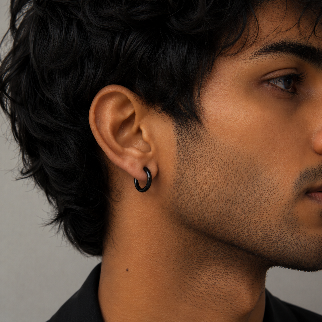 Black Petite Hoop Earring - 10 MM