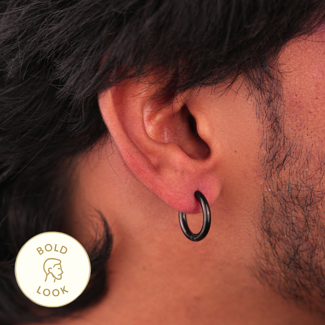 Black Petite Hoop Earring - 12 MM