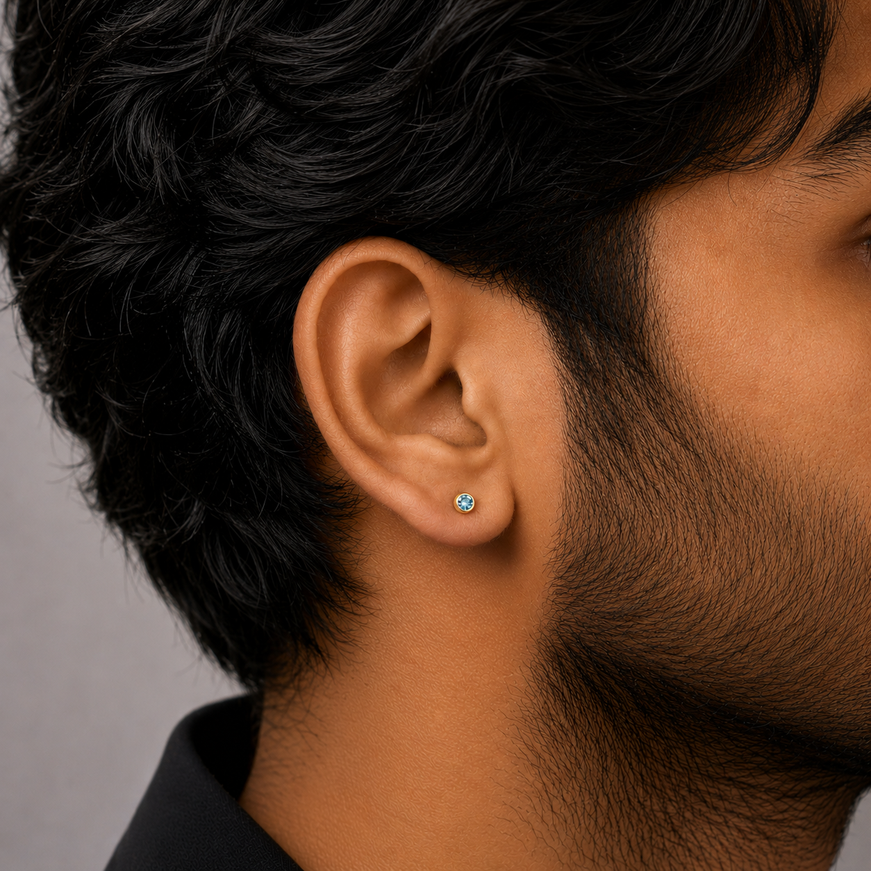 Blue Bolt Stud Earring - 3 MM