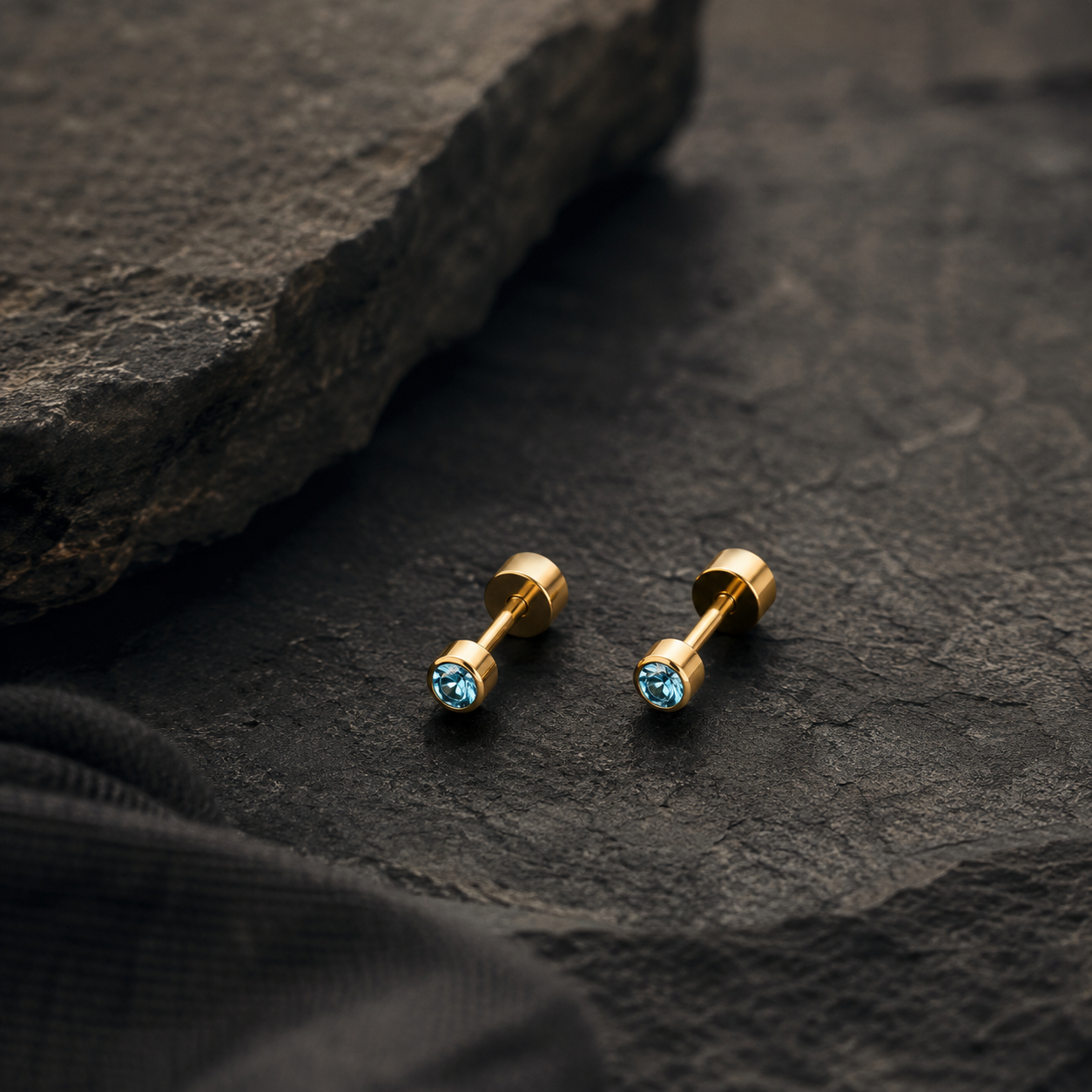 Blue Bolt Stud Earring - 3 MM