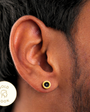 Disc Black Stud Earring - Gold