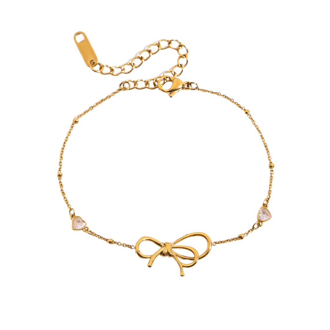 Bow Diamond Heart Bracelet