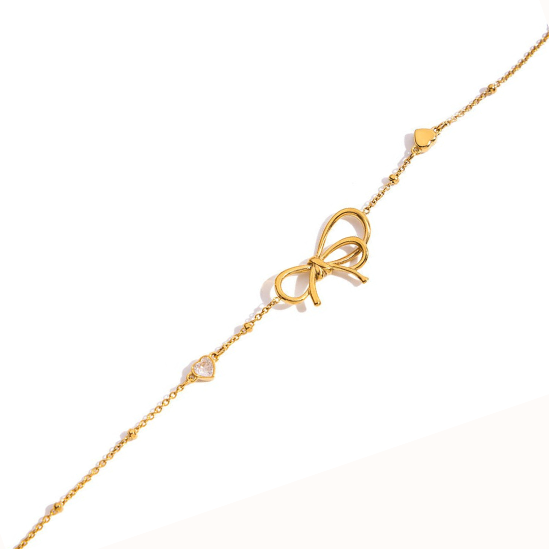 Bow Diamond Heart Bracelet