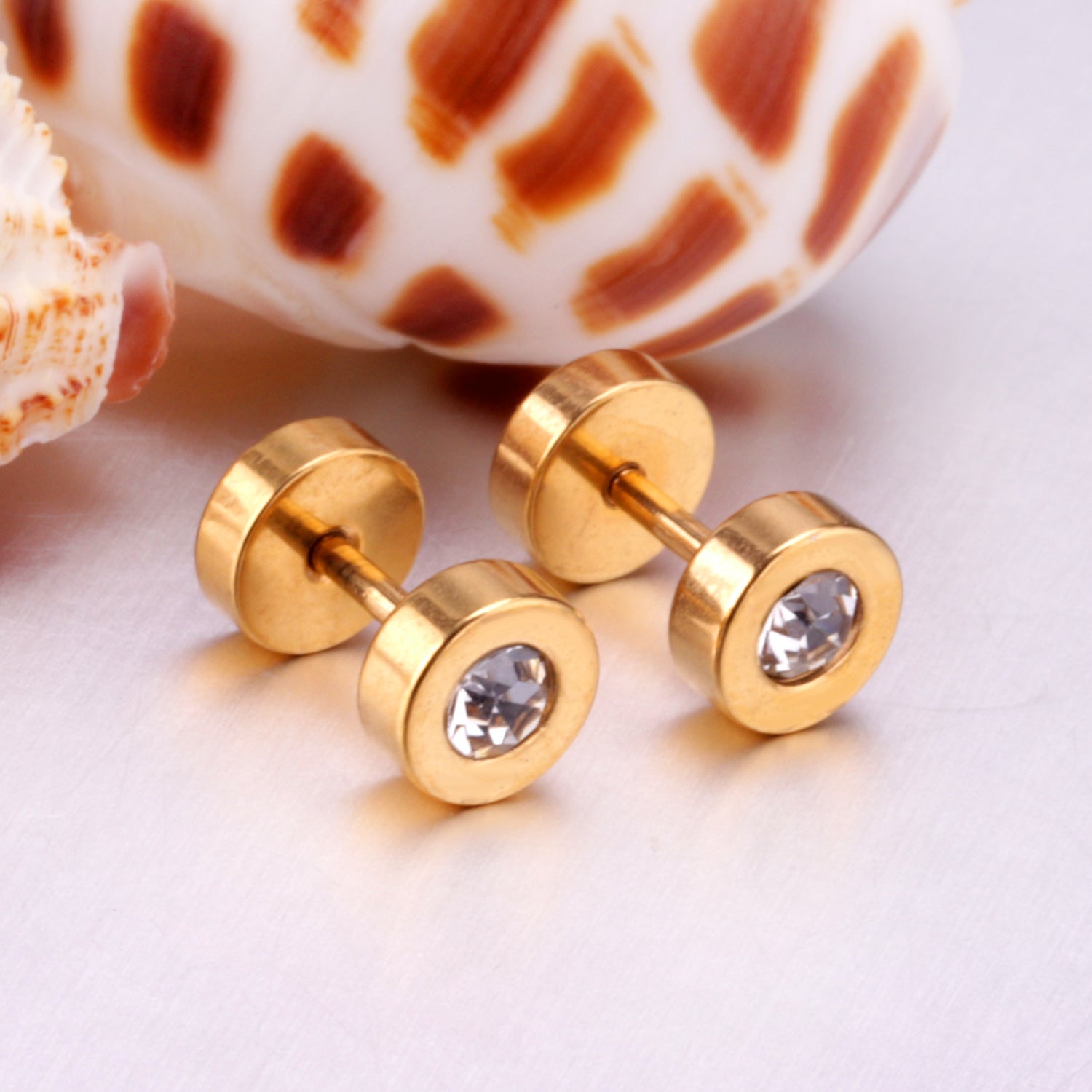 डिस्क डायमंड स्टड इयररिंग्स - गोल्ड