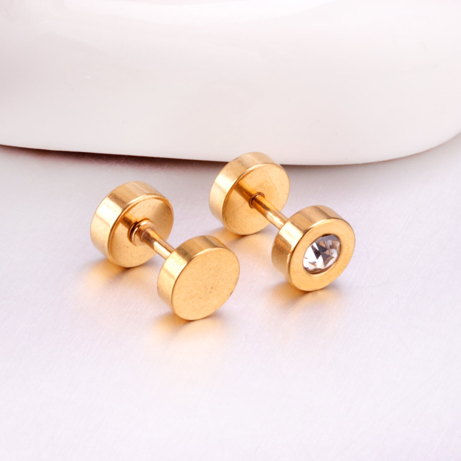 Disc Diamond Stud Earring - Gold