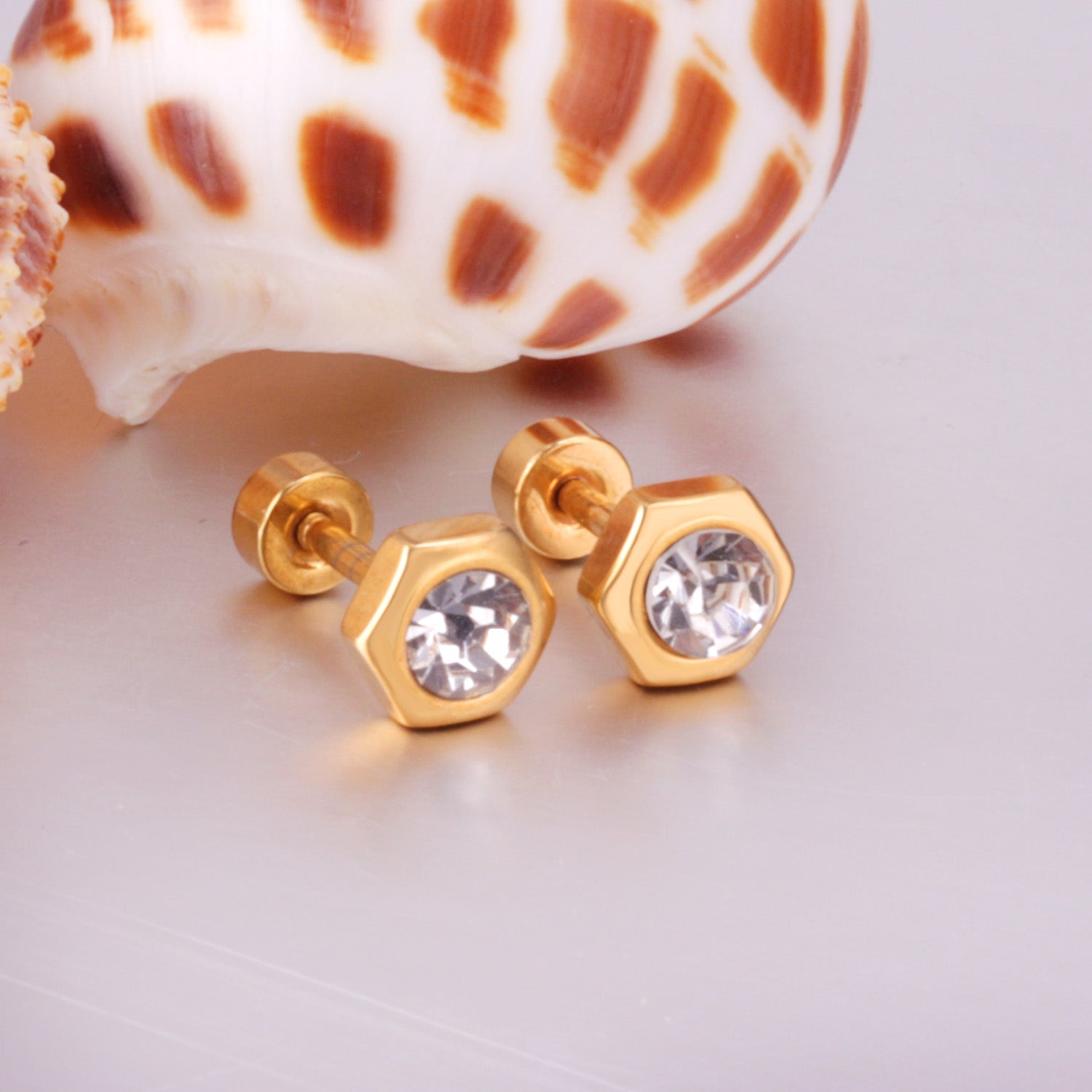 Hexagon Stud Earring